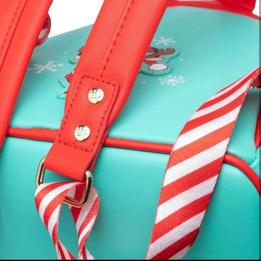 Disney Mickey Mouse Aqua and Brown Elf Backpack with Holiday Hat - Picture 5 of 9